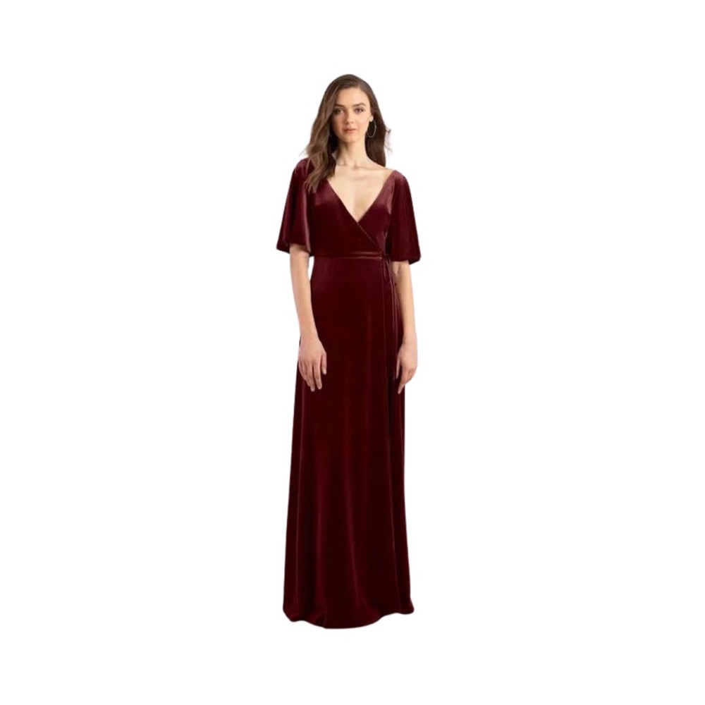 Jenny Yoo Marin Velvet Wrap Dress in Dark Berry